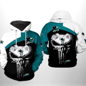 San Jose Sharks NHL Skull Punisher 3D Printed Hoodie/Zipper Hoodie