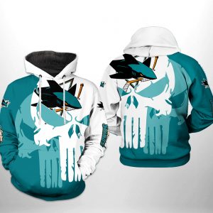 San Jose Sharks NHL Team Skull 3D Printed Hoodie/Zipper Hoodie