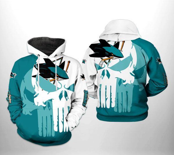 San Jose Sharks NHL Team Skull 3D Printed Hoodie/Zipper Hoodie