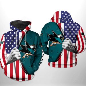 San Jose Sharks NHL US FLag 3D Printed Hoodie/Zipper Hoodie