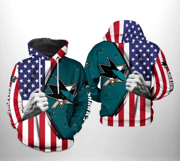 San Jose Sharks NHL US FLag 3D Printed Hoodie/Zipper Hoodie