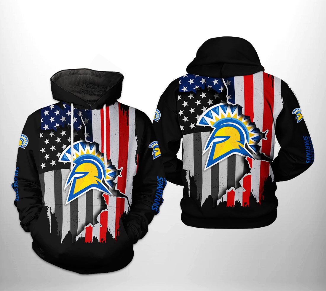 San Jose State Spartans NCAA US Flag 3D Printed Hoodie/Zipper Hoodie San Jose State Spartans NCAA US Flag 3D Printed Hoodie/Zipper Hoodie