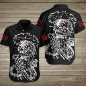Satan Skull Pray With Snake Hawaiian Shirt Summer Button Up
