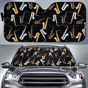 Saxophone Pattern Car Auto Sun Shade