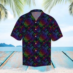 Sea Turtle In Psychedelic Multicolor Colors Hawaiian Shirt Summer Button Up