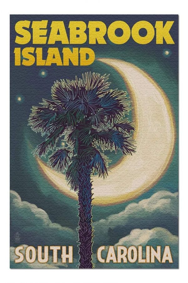 Seabrook Island Palmetto Moon And Palm Jigsaw Puzzle Set