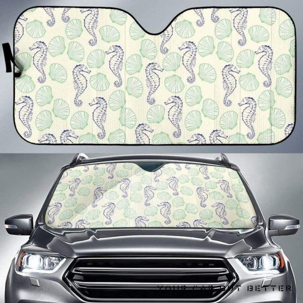 Seahorse Shell Pattern Car Auto Sun Shade