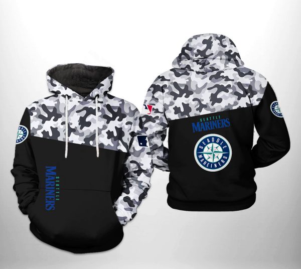 Seattle Mariners MLB Camo Veteran 3D Printed Hoodie/Zipper Hoodie