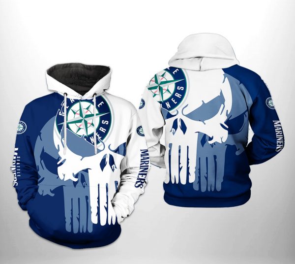 Seattle Mariners MLB Team Skull 3D Printed Hoodie/Zipper Hoodie