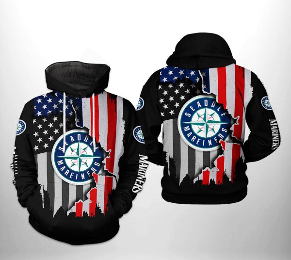 Seattle Mariners MLB US Flag 3D Printed Hoodie/Zipper Hoodie