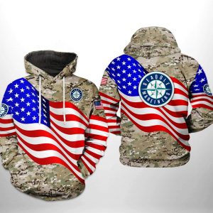 Seattle Mariners MLB US Flag Camo Veteran 3D Printed Hoodie/Zipper Hoodie