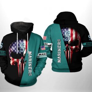 Seattle Mariners MLB US Flag Skull 3D Printed Hoodie/Zipper Hoodie