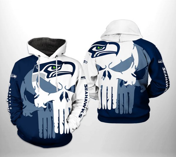 Seattle Seahawks NFL Team Skull 3D Printed Hoodie/Zipper Hoodie