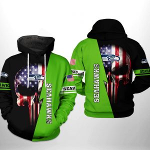 Seattle Seahawks NFL US Flag Skull Team 3D Printed Hoodie/Zipper Hoodie