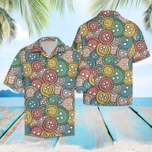 Sewing Buttons Hawaiian Shirt Summer Button Up