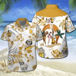 Shih Tzu Beer Hawaiian Shirt Summer Button Up