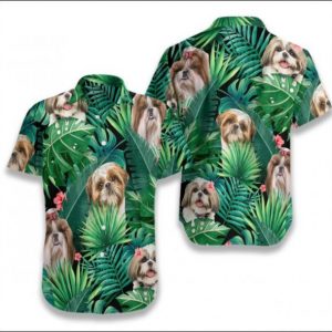 Shih Tzu Hawaiian Shirt Summer Button Up