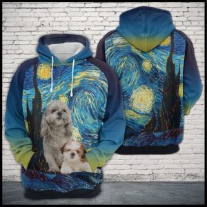 Shih Tzu Starry Night 3D Printed Hoodie/Zipper Hoodie