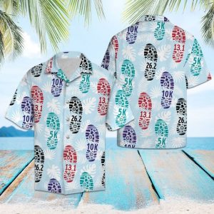 Shoes Print Marathon Hawaiian Shirt Summer Button Up