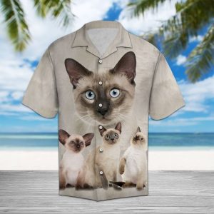 Siamese Great Hawaiian Shirt Summer Button Up