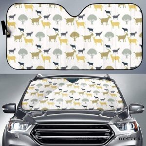 Silhouettes Of Goat And Tree Pattern Car Auto Sun Shade