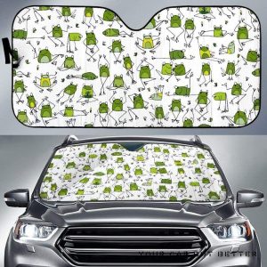 Sketch Funny Frog Pattern Car Auto Sun Shade