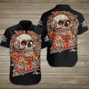 Skull Among The Flowers Hawaiian Shirt Summer Button Up
