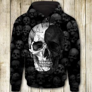 Skull Black And White 3D Printed Hoodie/Zipper Hoodie