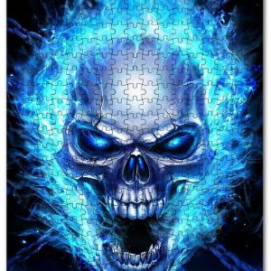 Skull Blue Flames Jigsaw Puzzle Set