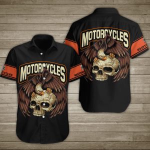 Skull Eagle Motorcycle Hawaiian Shirt Summer Button Up