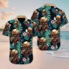 Skull Flower Hawaiian Shirt Summer Button Up