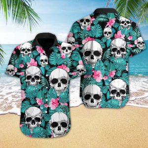 Skull Hawaiian Shirt Summer Button Up