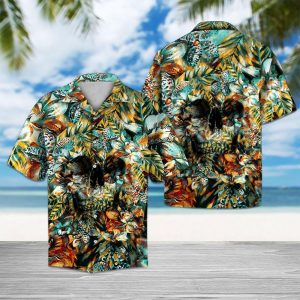 Skull Hawaiian Shirt Summer Button Up