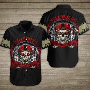 Skull Hellrider Motorcycle Hawaiian Shirt Summer Button Up