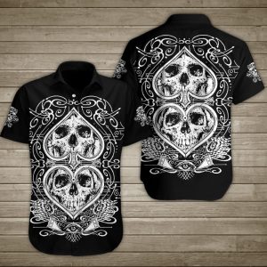Skull Illuminati Heart And Spade Hawaiian Shirt Summer Button Up