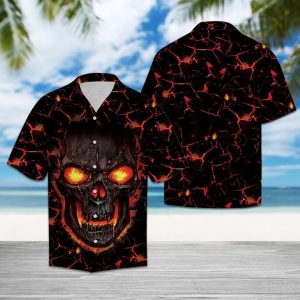 Skull Lava Hawaiian Shirt Summer Button Up