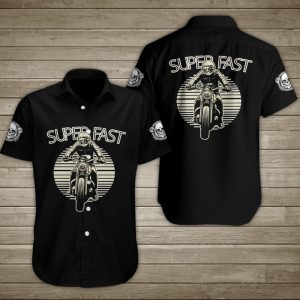 Skull Motorcycle Super Fast Hawaiian Shirt Summer Button Up