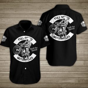 Skull Motorcycles Full Speed Hawaiian Shirt Summer Button Up