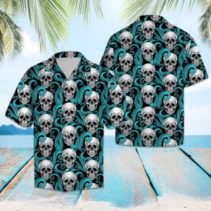 Skull Octopus Hawaiian Shirt Summer Button Up