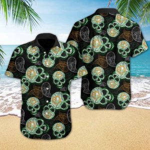 Skull Paisley Hawaiian Shirt Summer Button Up