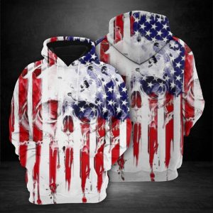 Skull Usa Flag Pattern 3D Printed Hoodie/Zipper Hoodie