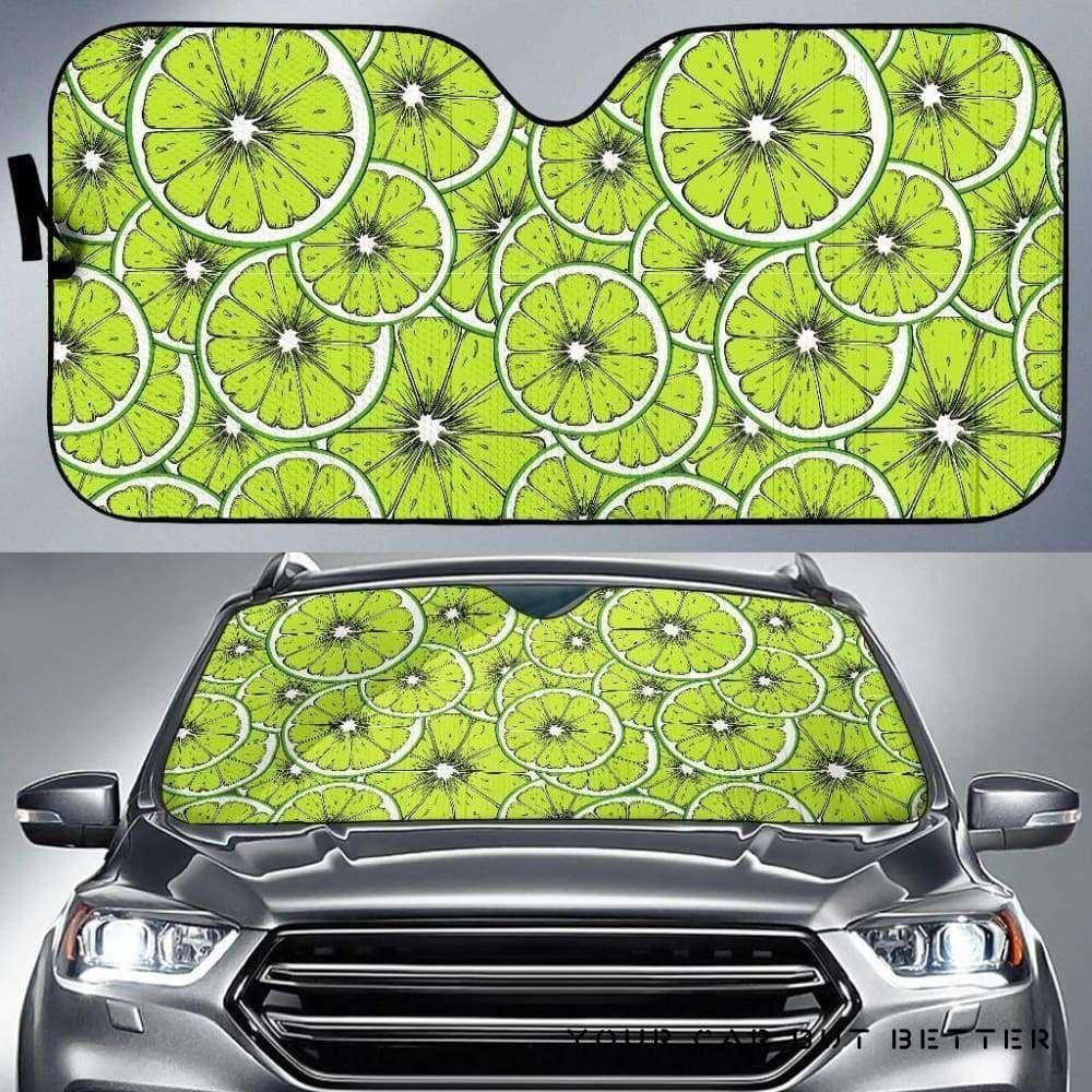 Slices Of Lime Pattern Car Auto Sun Shade Slices Of Lime Pattern Car Auto Sun Shade