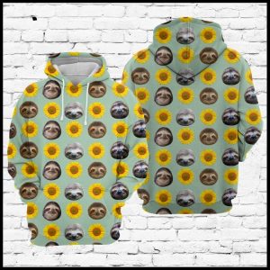 Sloth And Sunflowers 3D Printed Hoodie/Zipper Hoodie