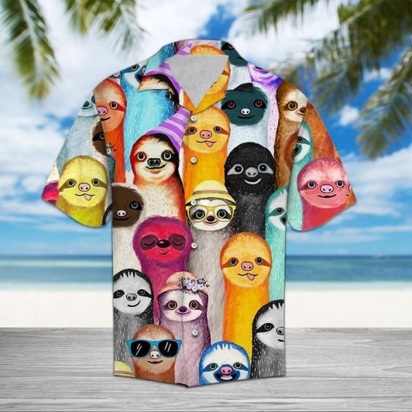 Sloth Color Hawaiian Shirt Summer Button Up
