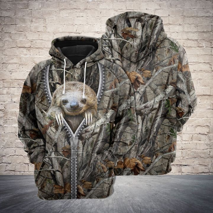 Sloth Into The Wood 3D Printed Hoodie/Zipper Hoodie Sloth Into The Wood 3D Printed Hoodie/Zipper Hoodie