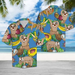 Sloth Love Fruit Hawaiian Shirt Summer Button Up