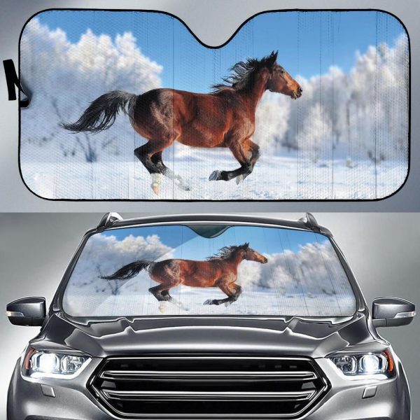 Snow Winter Horse Car Auto Sun Shade