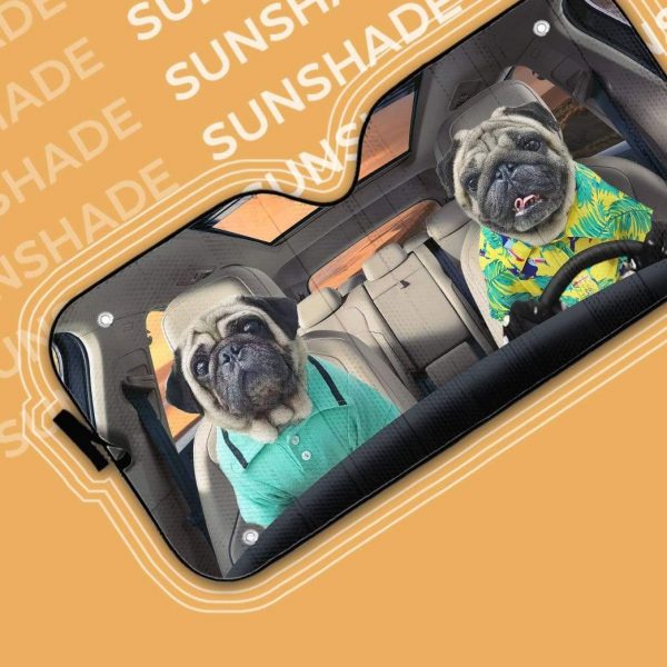 Soulmate Friend Pugs Dog Couple Car Auto Sun Shade