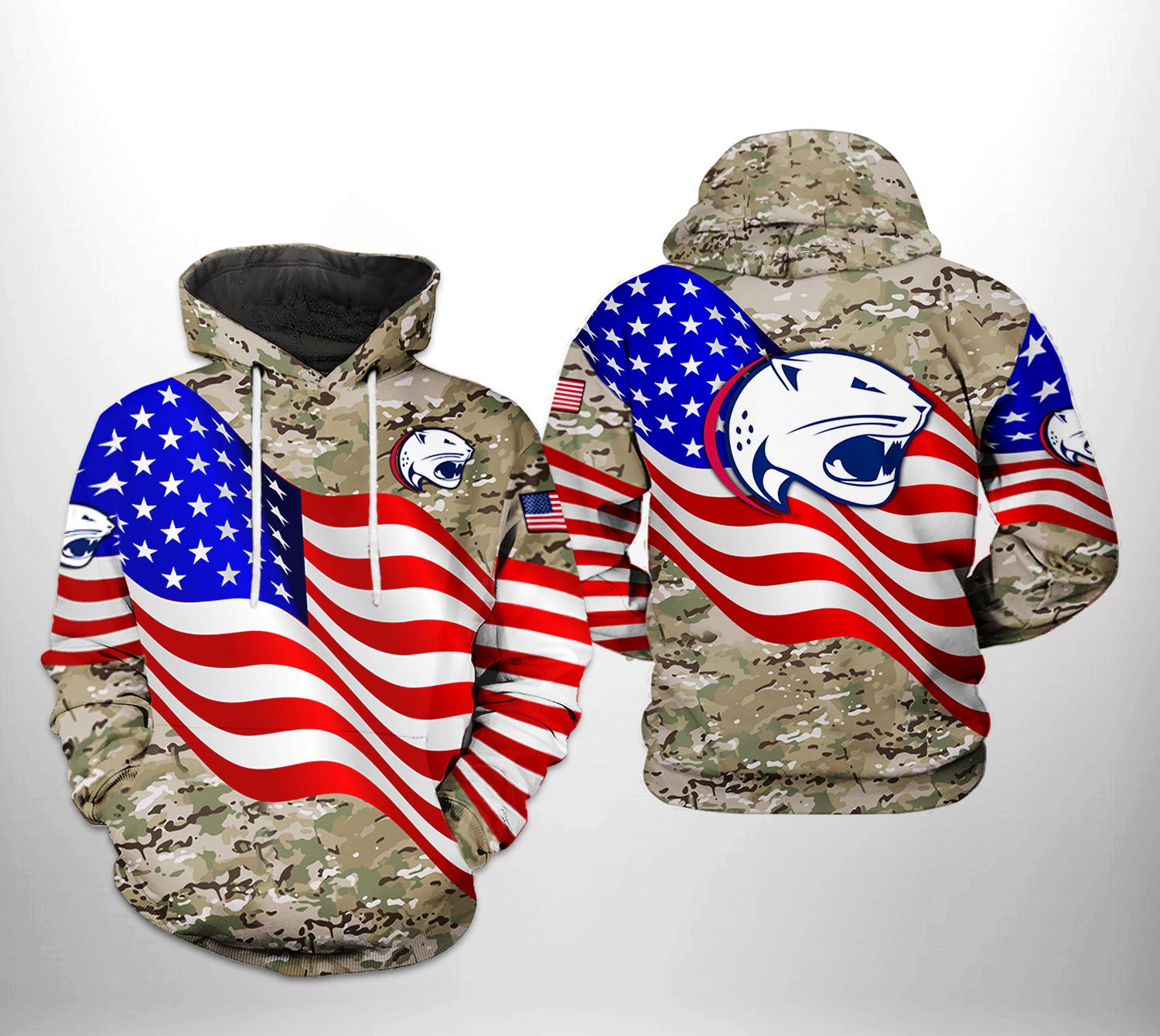 South Alabama Jaguars NCAA US Flag Camo Veteran 3D Printed Hoodie/Zipper Hoodie South Alabama Jaguars NCAA US Flag Camo Veteran 3D Printed Hoodie/Zipper Hoodie