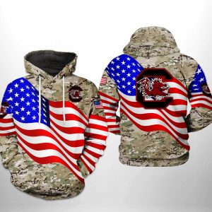 South Carolina Gamecocks NCAA US Flag Camo Veteran 3D Printed Hoodie/Zipper Hoodie